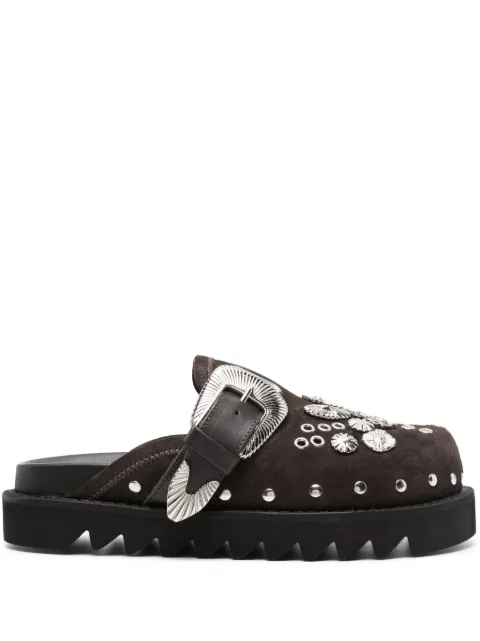 Toga Pulla eyelet-detailing leather mules Brown AJ1058