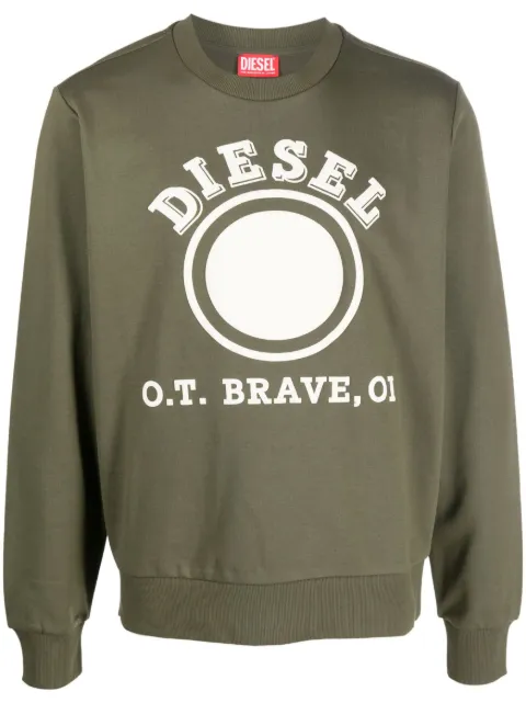 Diesel logo-print jersey sweatshirt Green A110550HAYT