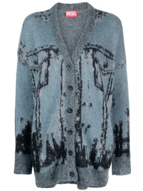 Diesel M-Rodi patterned intarsia-knit cardigan Blue A111790BMAK
