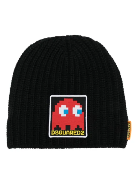 DSQUARED2 logo-patch knit beanie Black KNM012505M07017