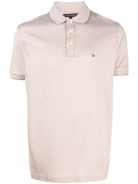 Tommy Hilfiger logo-patch piqué polo shirt Neutrals MW0MW30778