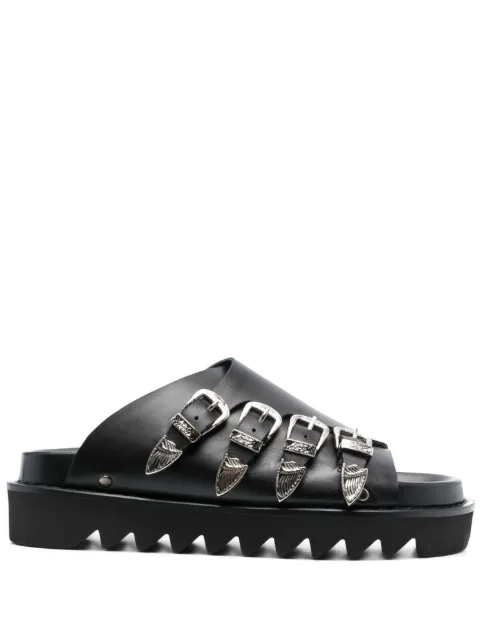Toga Pulla western-buckle leather slides Black AJ1304