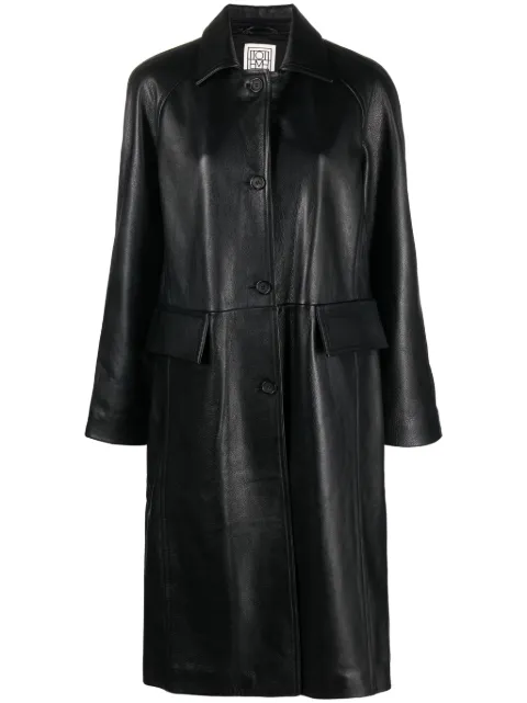 TOTEME raglan-sleeves leather coat Black 234WRTWOU052LE0007001