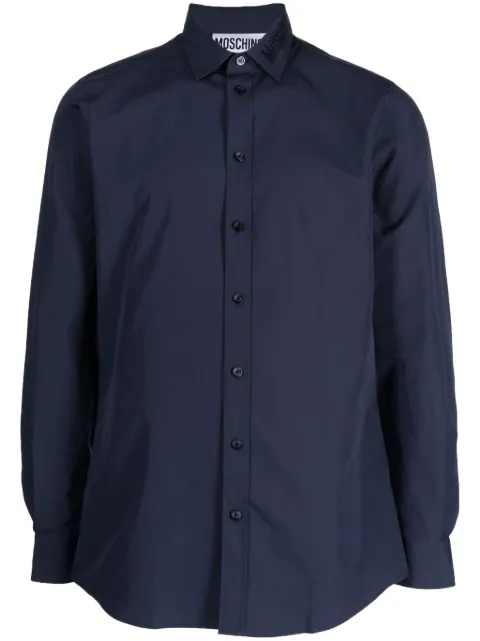 Moschino logo-embroidered cotton shirt Blue A02257035