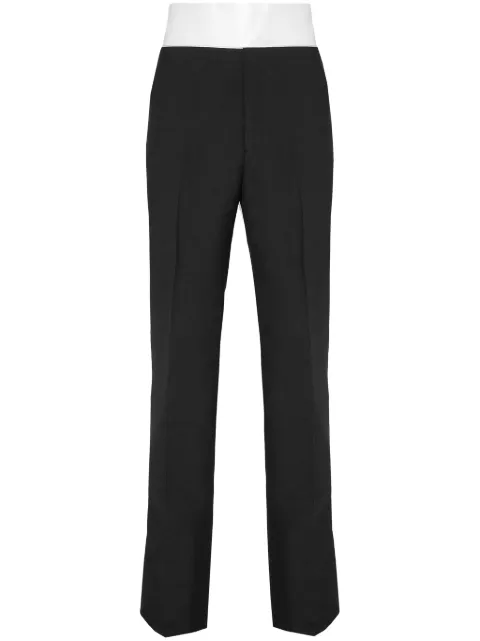 Ferragamo silk-insert pressed-crease tailored trousers Black 767878