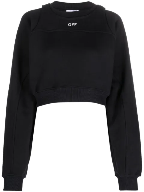 Off-White logo-print cropped cotton sweatshirt Black OWBA071F23JER0011001