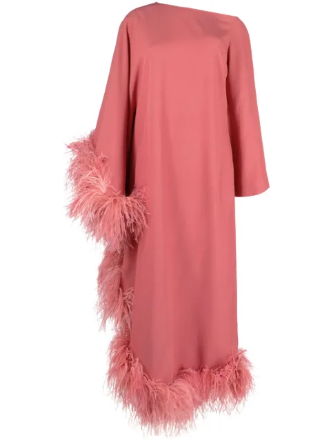 Taller Marmo Ubud Extravaganza feather-trim maxi dress Pink TMPS2417301