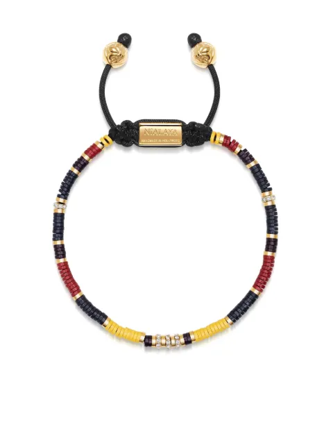 Nialaya Jewelry logo-plaque beaded bracelet Black FMCRG018