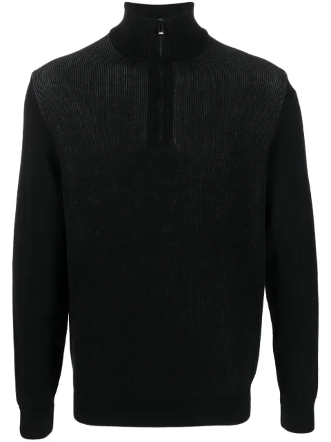 BOSS ribbed half-zip jumper Black 50495404
