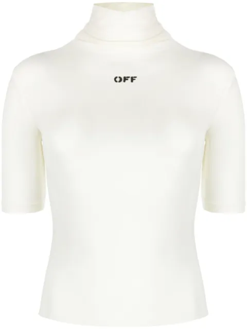 Off-White logo-print mock-neck top White OWAD137F23JER0010410