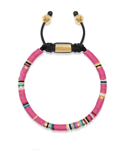 Nialaya Jewelry logo-plaque beaded bracelet Pink FMCRG016