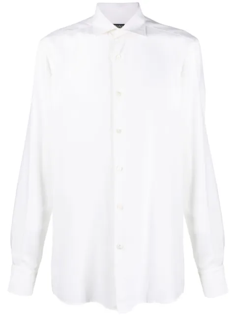 Zegna spread-collar cotton-cashmere shirt White E8X44A6SRF5