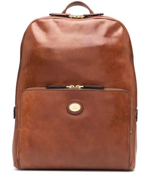 The Bridge logo-plaque leather backpack Brown 06481001