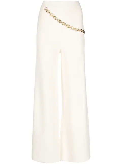 Rabanne chainmail-detail wool-cashmere trousers White 23AMPA278ML0239