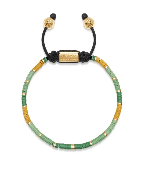 Nialaya Jewelry logo-plaque beaded bracelet Green FMCRG019