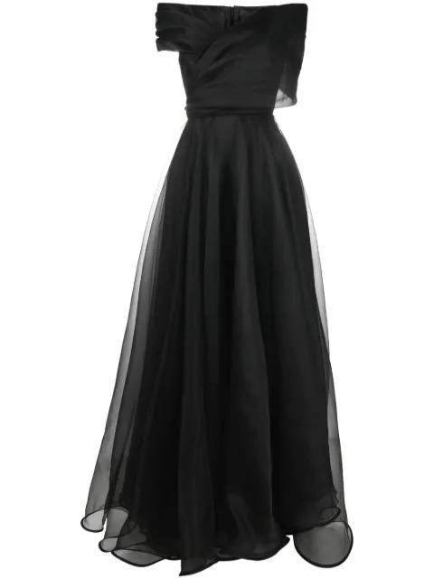 Ana Radu V-neck ruched maxi dress Black 35333