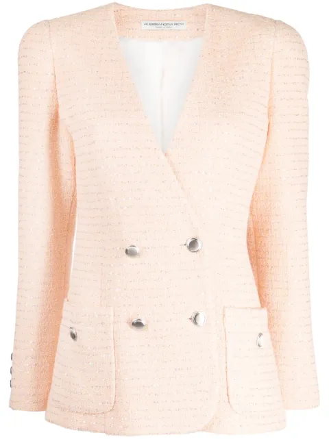Alessandra Rich sequin-embellished tweed blazer Pink FAB3448F4083