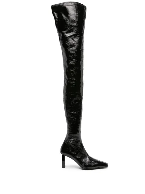 Courrèges 85mm high-shine thigh-length boots Black 423SKB018VY0015