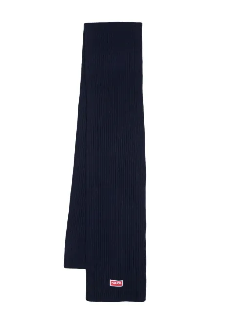 Kenzo logo-patch ribbed-knit scarf Blue FD68EU180KWA