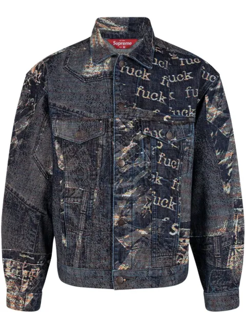 Supreme Archive denim jacquard trucker jacket Blue SU100001