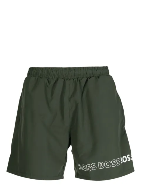 BOSS Dolphin logo-print swim shorts Green 50469300