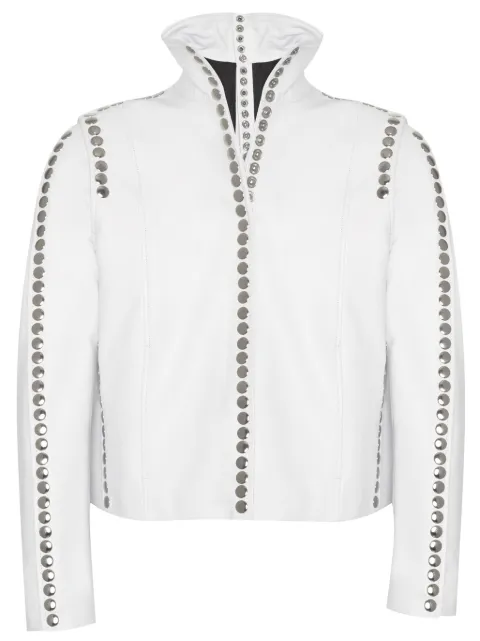 DANCASSAB Elvis studded leather jacket White DCSS24MELVBLAPB