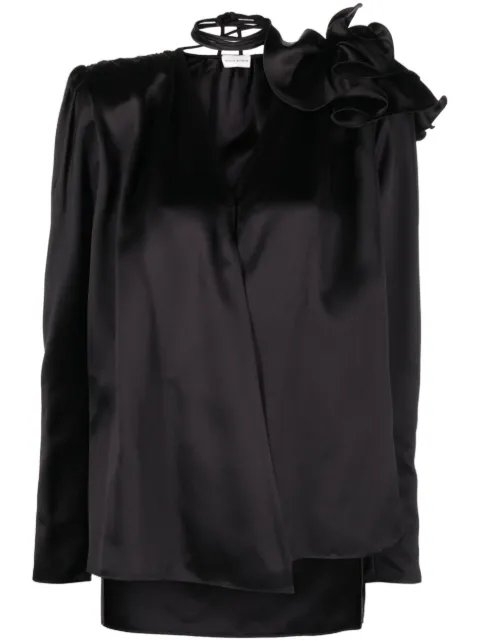 Magda Butrym detachable floral-appliqué silk blouse Black 265723BLACK