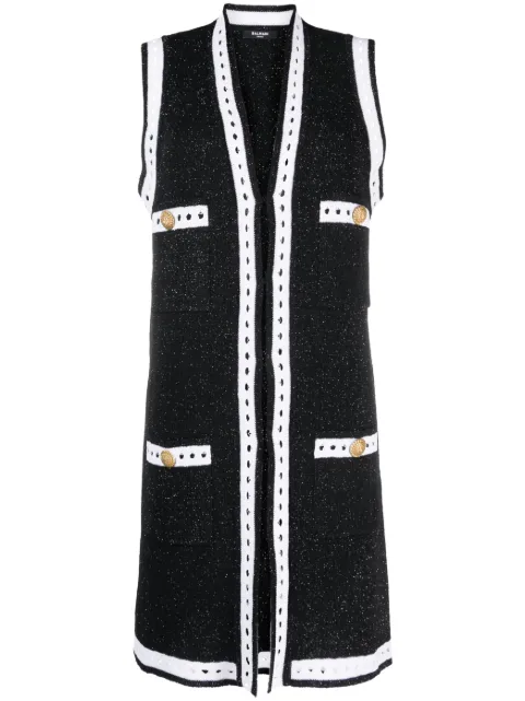 Balmain V-neck contrasting-border cardigan Black BF1KN045KE74