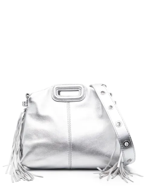 Maje Miss M mini metallic leather bag Silver MFASA01079