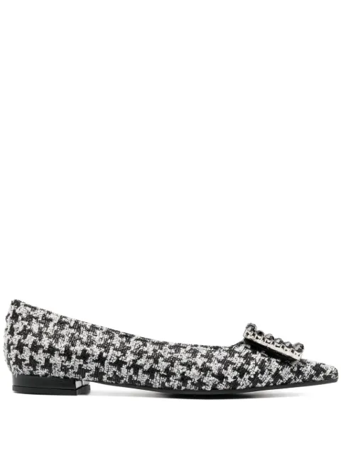 Roberto Festa houndstooth leather ballerina shoes Black AMAIA