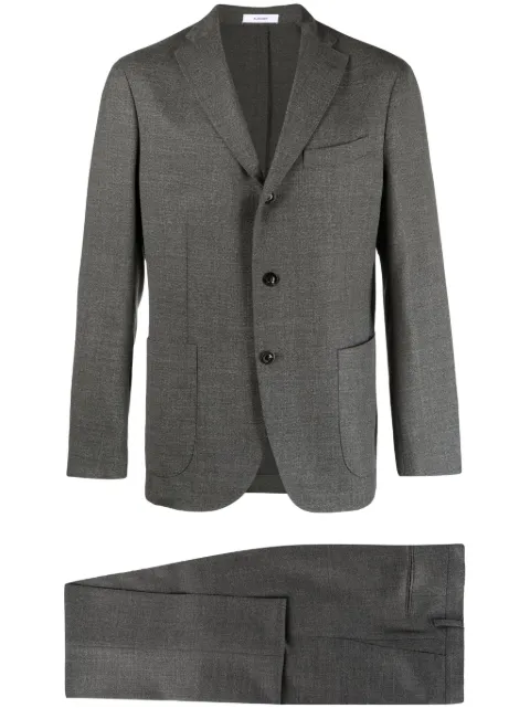 Boglioli mélange-effect single-breasted suit Grey N2982EFB3117