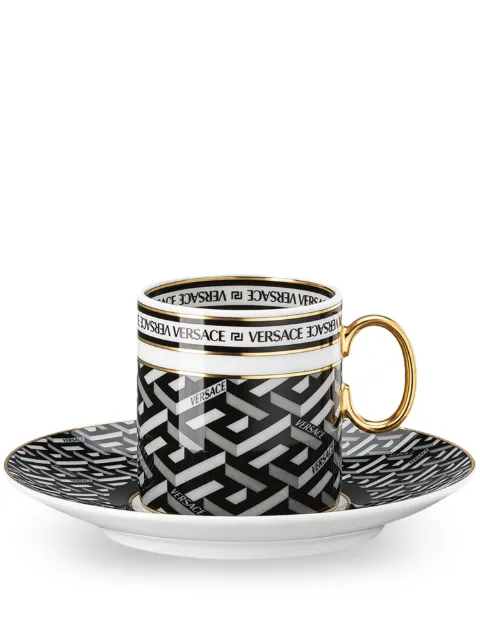 Versace La Greca Signature espresso cup and saucer Black 1933540376514715