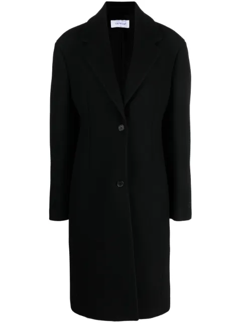 Off-White logo-embroidered single-breasted coat Black OWER025F23FAB0011010