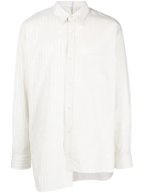 Lanvin striped asymmetric-hem shirt Neutrals RMSI00135731A23
