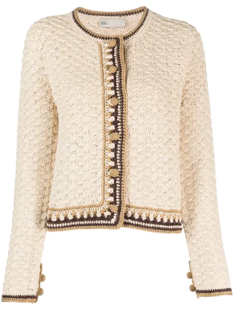 Tory Burch round-neck button-up cardigan Neutrals 145756