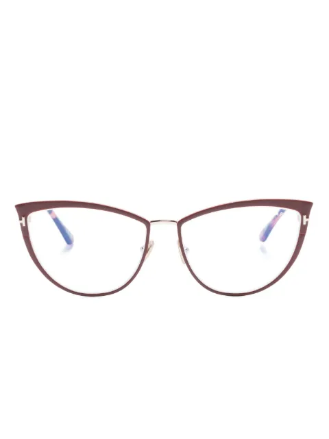 TOM FORD Eyewear tortoiseshell-effect cat-eye glasses Red TF5877B