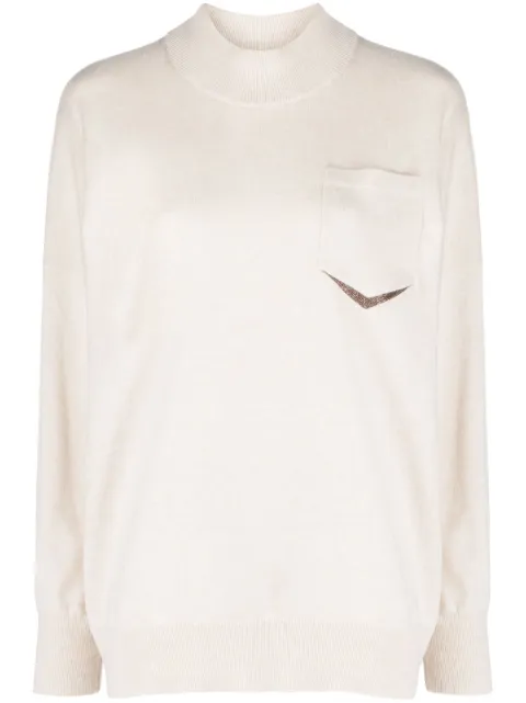 Brunello Cucinelli Monili-detail cashmere jumper Neutrals M12186504PC9575