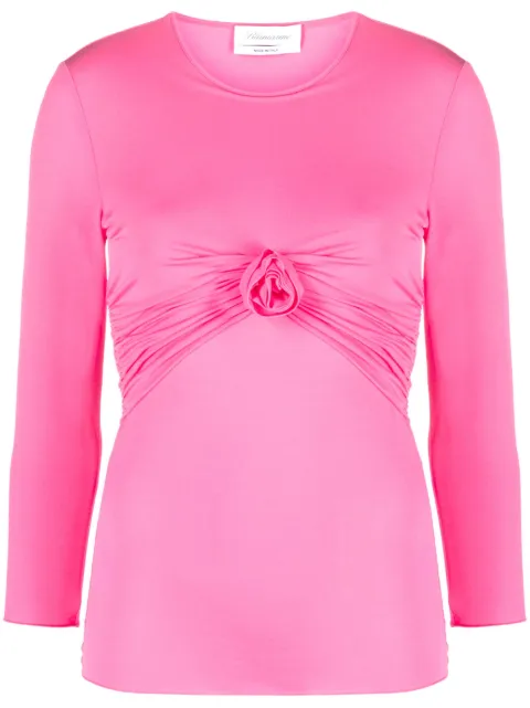 Blumarine floral-appliqué gathered T-shirt Pink A322C226A