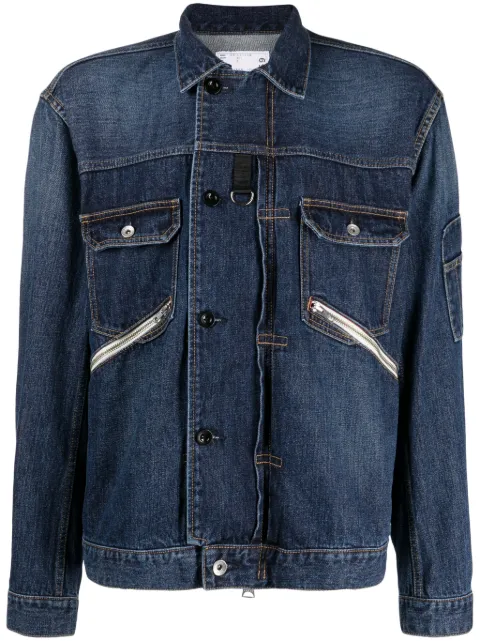 sacai straight-point collar cotton jacket Blue 2303159M