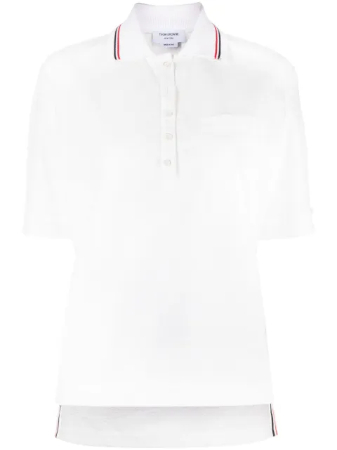 Thom Browne RWB-stripe seersucker polo top White FTU419A00572