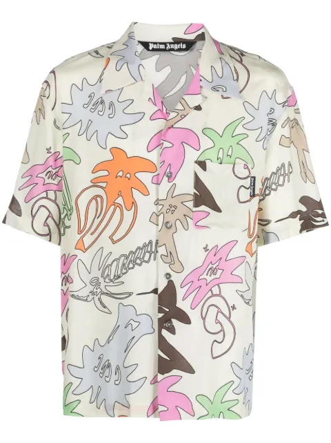Palm Angels Palmity Allover-print shirt Neutrals PMGG005E23FAB0010484
