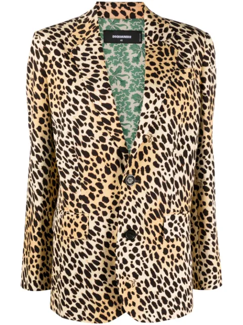 DSQUARED2 leopard-print single-breasted blazer Brown S75BN0856S78189