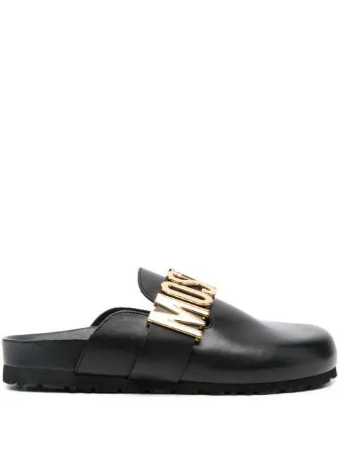 Moschino logo-plaque leather mules Black MA10403G1HMF0