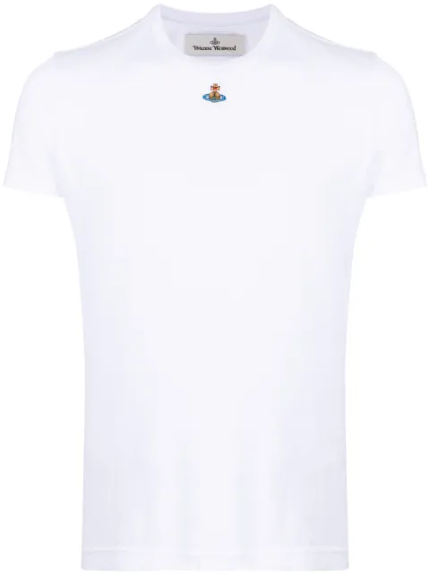 Vivienne Westwood Orb logo-embroidery cotton T-shirt White 3G010017J001M