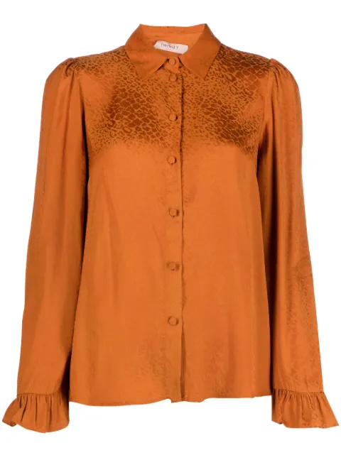 TWINSET animal-print ruffle-cuffs shirt Brown 232TP2763