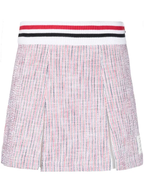 Thom Browne tweed seersucker pleated skirt White FJK117AJ0144