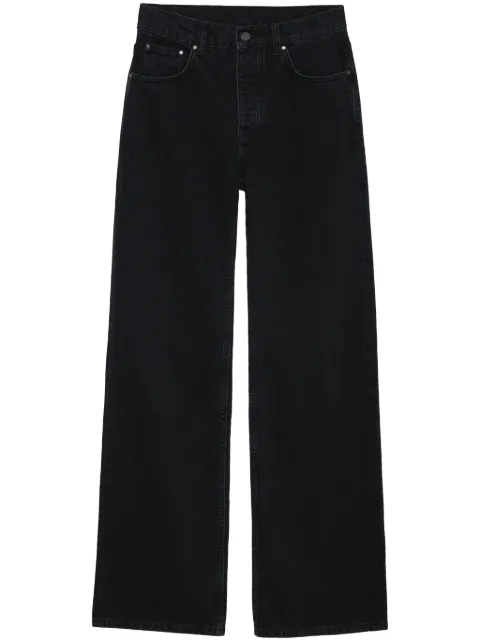 ANINE BING Hugh logo-patch wide-leg jeans Black A061134009