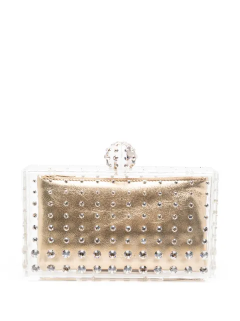 Aquazzura crystal-embellished transparent clutch Gold TQLCLUC0RNSLGT