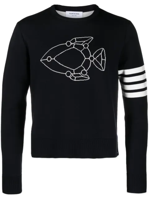 Thom Browne Fish Icon-intarsia jumper Blue MKA505AY3005