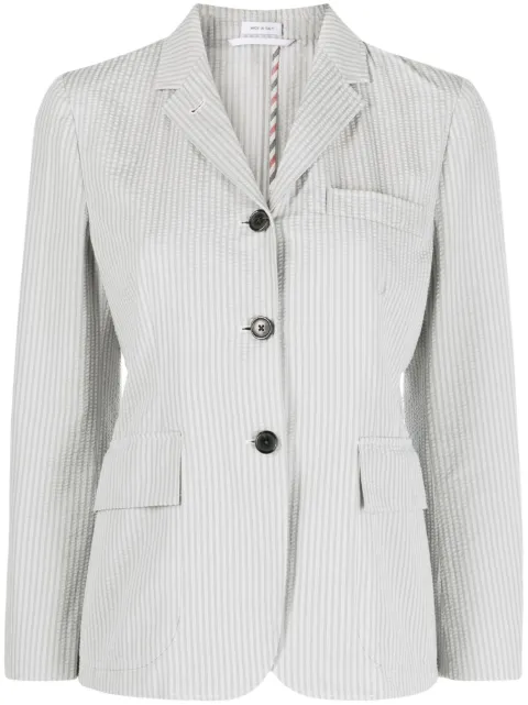 Thom Browne striped seersucker single-breasted blazer Grey FBC900UF0600